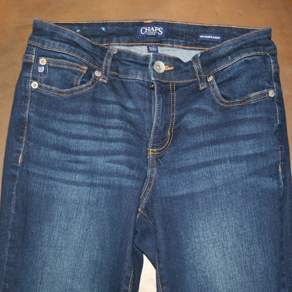 CHAPS Straight Demin Jeans Size 4 Mid Rise 26 x 29 Stretch Dark Blue Womens - Picture 2 of 8